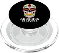 Signo del Zodiaco de Acuario Calavera para el Día de Los Muertos Mexicano PopSockets PopGrip para MagSafe