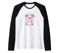 Signo del Zodiaco de Aries como un horóscopo Cerdito Camiseta Manga Raglan