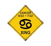 Signo del zodiaco de cáncer, cruz Xing, letrero de metal vintage, decoración del hogar, decoración de habitación, decoración de pared, decoración de baño, decoración de bar, decoración de cafetería