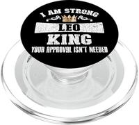 Signo del Zodiaco Divertido con Texto en inglés I Am Strong Leo King PopSockets PopGrip para MagSafe