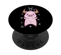 Signo del Zodiaco Tauro como un horóscopo Cerdito PopSockets PopGrip Adhesivo