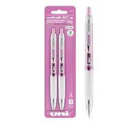 Uniball Signo 207 - Paquete de 2 bolígrafos de gel de cinta rosa, bolígrafos negros medianos de 0.7 mm, bolígrafos de tinta de gel, suministros de oficina de Uniball son bolígrafos, bolígrafos de