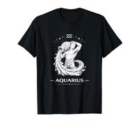 Signo geométrico del horóscopo de Acuario Astrología Celestial Camiseta gráfica económica, Hombre, Negro, XL