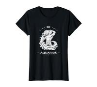 Signo geométrico del horóscopo de Acuario Astrología Celestial Camiseta gráfica económica, Mujer, Negro, M