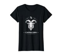 Signo geométrico del horóscopo de Capricornio Astrología Celestial Camiseta gráfica económica, Mujer, Negro, L