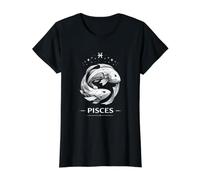 Signo geométrico del horóscopo de Piscis Astrología Celestial Camiseta gráfica económica, Mujer, Negro, L