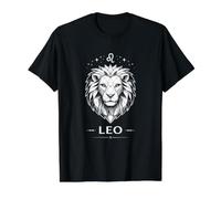 Signo geométrico del horóscopo Leo Astrología Celestial Camiseta gráfica económica, Hombre, Negro, L