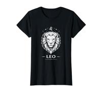 Signo geométrico del horóscopo Leo Astrología Celestial Camiseta gráfica económica, Mujer, Negro, L