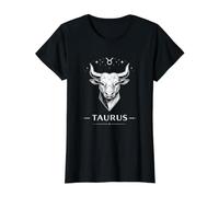 Signo geométrico del horóscopo Tauro Astrología Celestial Camiseta gráfica económica, Mujer, Negro, L