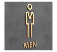 Signo Placa de Puerta WC Placa de señalización for inodoro, acrílico 3D, color negro mate y dorado, for puerta baño, etiqueta adhesiva for pared, decoración artística for hotel hogar(Color 23,18x11cm)