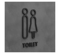 Signo Placa de Puerta WC Placa de señalización for inodoro, acrílico 3D, color negro mate y dorado, for puerta baño, etiqueta adhesiva for pared, decoración artística for hotel hogar(Color 28,18x11cm)