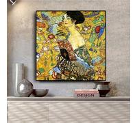 Signora 5D Diamond Painting Kit Completo,Gustav Klimt Diamond Painting Redondo,50x50 cm,DIY Bordado Punto de Cruz Diamond Painting para Adultos Niños Cristal Cuadros de Diamante Hogar Decoración