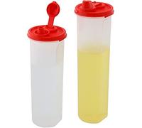 SIGNORA WARE Juego de botellas de aceite y vinagre - Paquete de 2 botellas dispensadoras de aceite de oliva grandes, líquidos, apósitos, recipientes de plástico herméticos a prueba de fugas, boquilla