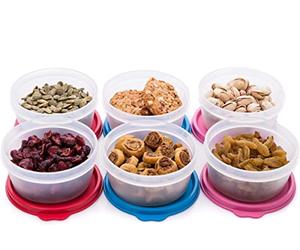 SIGNORA WARE Recipientes de plástico reutilizables para almacenamiento de alimentos, apilables, herméticos, para aperitivos, picnics, preparación de alimentos, picnics y más, juego de 6 a 6.5 onzas