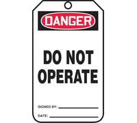 Signos Accuform MDT189CTP seguridad etiqueta, leyenda "peligro no funcionar," 5.75 "Longitud x 3,25" Ancho x 0,01 cm de grosor, pf-cardstock, rojo/negro sobre blanco (25 unidades)