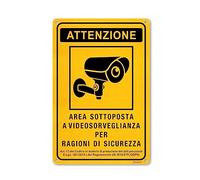 Signos Área Videovigilada por razones de seguridad, Cartel Alarma Señalizacion 20 x 30 cm (A4) Cámaras Nueva Versión GDPR Impermeables, Lavables Fácil de Instalar
