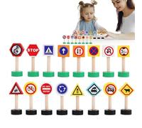 Signos de Carreteras de tráfico para niños - 16x Signo de la circulación del Juego de señalización | Señales de tráfico por Carretera para niños, Juego de Aprendizaje temprano, Bloques GIS
