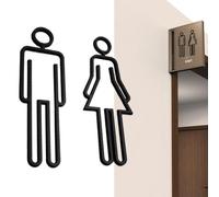 Signos de inodoros para negocios, paneles de inodoro | Signos de identificación de baño autoadhesivos | Símbolos modernos de baños masculinos y femeninos, señalización de lienzo