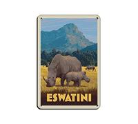 Signos de metal retro Eswatini África rinoceronte cocina casera restaurante pared club casa decoración viaje estaño signos 30x20CM
