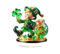 Signos decorativos de figuras de niño, adornos de figuras de San Patricio - Decoración de estante de duendecillo plano 2D - Elementos coleccionables decorativos de acrílico para niños, decoraciones de