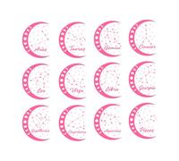 Signos del zodíaco, constelaciones, fases lunares, símbolos celestiales místicos Pegatinas de tallado fino 42x46.4cm Varios tamaños Rosa