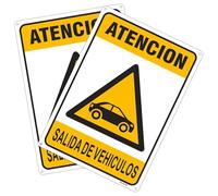 Signos en Español Paquete de 2 Señales de Prohibición de Estacionamiento Fabricadas en Aluminio Resistente Prohibido estacionar u obstruir el carril de salida (Amarillo)