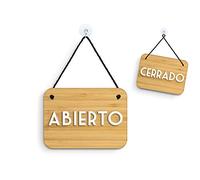 SIGNS - Bambù Retrò Vintage - Abierto/Cerrado - Cartel doble cara signo OC16 - Placa de la puerta colgante de doble cara - Letrero de la tienda comercial reversible