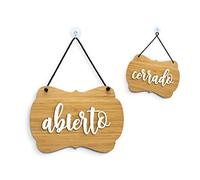 SIGNS - Bambù Shabby Chic - Abierto Cerrado cartel doble cara signo OC09 - Placa de la puerta colgante de doble cara - Letrero de la tienda comercial reversible
