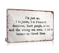 Signs Bar Stuff - Letrero de estaño personalizado, accesorio resistente a la decoloración I'm Just Me, I've Made Mistakes For Home Kitchen | Decoración vintage desteñida para fiesta de cueva (30 x 40