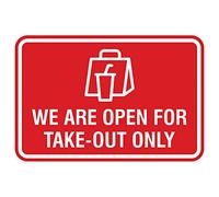 Signs ByLITA Classic Frame We Are Open For Take-Out Only Sign (rojo) - Grande