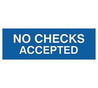 Signs ByLITA Letrero básico con texto en inglés "No Checks Accepted (azul), tamaño mediano