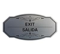 Signs ByLITA Letrero bilingüe victoriano de salida/salida (plata cepillada) - Mediano