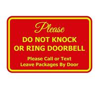 Signs ByLITA Timbre de puerta con marco clásico «Do Not Knock OR Ring (rojo/amarillo) - pequeño