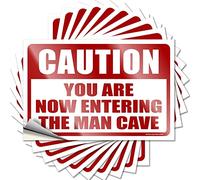 Signs Caution! You are Now Entering The Man Cave Wall Art 3D Durable Vinyl/Student Driver Punk Rock - Calcomanías para vasos impermeables (8 x 12 cm, 10 unidades)