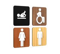 Signs - Classic, Set 4X- Cartel Aseos Señales Adhesivas - Cartel Baño Hombre Mujer Discapacitado Cambiador - Cartel Puerta Señal aseos - Cartel Cambiador Bebe (Cuadraro)