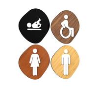 Signs - Classic, Set 4X- Cartel Aseos Señales Adhesivas - Cartel Baño Hombre Mujer Discapacitado Cambiador - Cartel Puerta Señal aseos - Cartel Cambiador Bebe (Piedra)