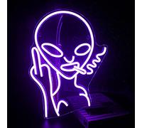 SIGNSHIP alienígena neón morado para decoración de paredes, decoración USB LED neón logotipo novedoso verde alienígena neón logotipo para hogares, bares, clubes, dormitorios, fiestas