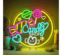 SIGNSHIP Candy Shop Neon Led, Caramelo Luces Neon Regulable para Decoración, Tienda de Golosinas Letrero Led para Tienda de Dulces,Pastelería,Fiestas,Sala de Estar,Regalo para Niños