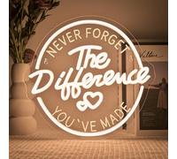 SIGNSHIP Cartel de neón con texto en inglés "Never Forget The Difference You Make, Ertigung Led Schild für Wanddekoration, Led Schriftzug Zeichen Licht Neon Sign Wand Dekoration für Schlafzimmer