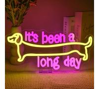 SIGNSHIP Cartel de neón con texto "It's been a long day dachshund", para decoración de pared, letrero de neón, letrero luminoso de perro salchicha, decoración de pared para bares, dormitorios