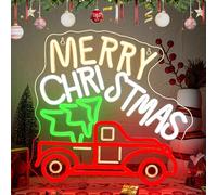 SIGNSHIP Cartel de neón con texto «Merry Christmas Tree Neón», «Frohe Weihnachten» con letras LED regulables, para decoración de pared, fiesta de Año Nuevo, regalo