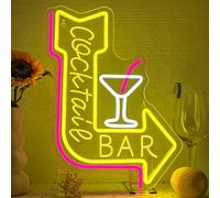 SIGNSHIP Cocktail Bar Neon Led Flecha Bar de Cócteles Letrero Led Regulable Letras Luminosas Cocktail, Cerveza Decoración de Pared Letreros Luminosos para Cocktailbar,Bars,Taberna,Clubs,Fiesta