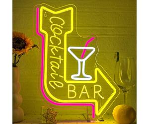 SIGNSHIP Cocktail Bar Neon Led Flecha Bar de Cócteles Letrero Led Regulable Letras Luminosas Cocktail, Cerveza Decoración de Pared Letreros Luminosos para Cocktailbar,Bars,Taberna,Clubs,Fiesta
