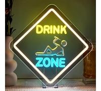 SIGNSHIP Drink Zone Neon Led,Luces Neon De Copas,Letrero Led Decoración De Pared Para Bares,Coctelerías,Tabernas,Discotecas,Salas De Estar,Fiestas,Regalos