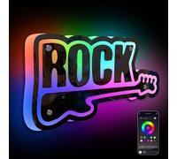 SIGNSHIP Espejo Rock Guitarra Neon Led,Color Espejo Rock Guitarra Luces Neon Regulable para Decoración,RGB Rock Guitar Letrero Led Wall Deco para Bar,Estudio de Música,Nightclub,Dormitorio,Fiesta
