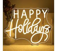 SIGNSHIP Happy Holidays Neon Led,Happy Holidays Luces Neon Regulable para Decoración,Felices Fiestas Letrero Led Decoración de Pared para Fiesta,Año Nuevo,Tienda,Restaurante,Sala de Estar,Dormitorio