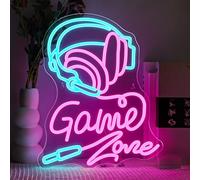 SIGNSHIP Headset Game Zone Neon LED, Gaming Luces Neon für Wall Decoration, Letras Led Light Headsets Spiele,Letrero Led Wall Decor für Schlafzimmer, Escudo de Juego de Espacio Libre