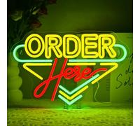 SIGNSHIP Order Here Cartel de neón Coffee Store Luces de Neón Negocios Letrero de Neón Decoración de Pared para Restaurante Tienda Bar Supermercado Regalo de Apertura Cartel de Neón Cartel de Caja