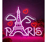 SIGNSHIP Paris Neon Led Torre Eiffel Luces Neon Decoración para Bar,Fiesta | Torre Eiffel Letrero Neon Regalo para Amantes de París, Barra Regulable USB 5 Niveles Luz Neon para Sala de Estar,Dormitorio
