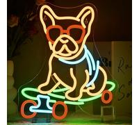 SIGNSHIP Skateboard Dog Letrero de neón Perro Luz LED Skateboard Player Perro Decoración Luz para Skateboarder Sala Decoración de pared, Tienda de monopatín, Tienda de animales, Bar